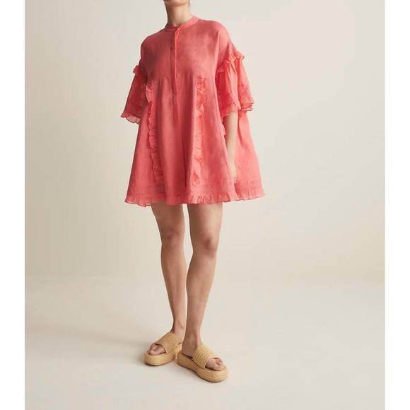 chinese dress ladies Casual Oversized Loose 100% Linen Dress - Midi, Summer, Boho - Storm Blue